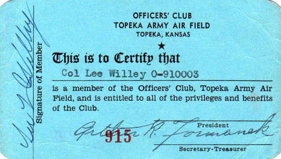 Officers' Club Membership, Undated